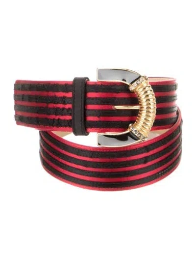 Pre-owned Valentino Garavani Silk Crystal Embellishments Waist Belt In Multi