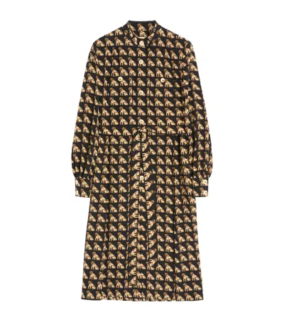 Valentino Silk Dog Print Midi Dress