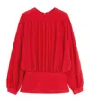 Valentino Silk Draped Blouse In Red