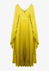 Valentino Silk Draped Maxi Dress In Yellow