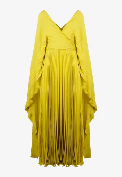 Valentino Silk Draped Maxi Dress In Yellow