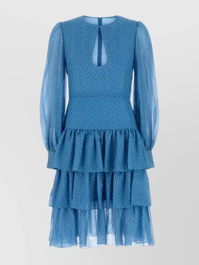 VALENTINO SILK DRESS WITH KEYHOLE NECKLINE AND RUFFLES