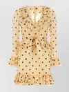 Valentino Belted Ruffled Polka-dot Wool And Silk-blend Mini Dress
