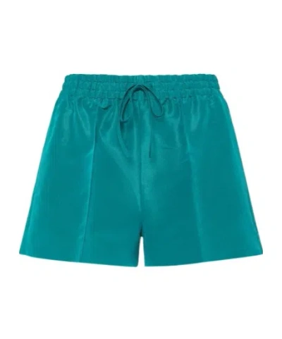 Valentino Silk Faille Elastic Mini Shorts In Green