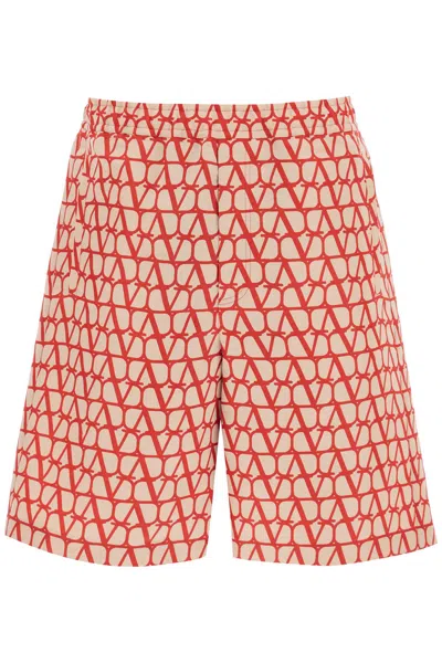 VALENTINO SILK FAILLE SHORTS WITH ICONOGRAPHIC MOTIF