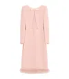 Valentino Silk Feather-trim Midi Dress In Pink
