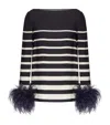 Valentino Silk Feather-trimmed Blouse In Multi