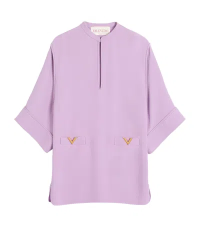 VALENTINO SILK FLARED-SLEEVE MINI DRESS