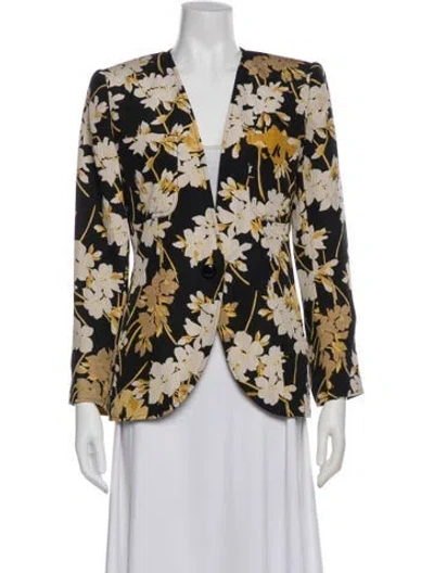 Pre-owned Valentino Silk Floral Print Blazer In Black