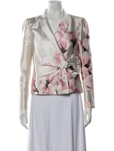 Pre-owned Valentino Silk Floral Print Blazer In Neutrals/pink