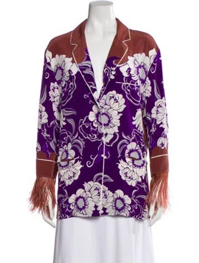 Pre-owned Valentino Silk Floral Print Blouse In Brown