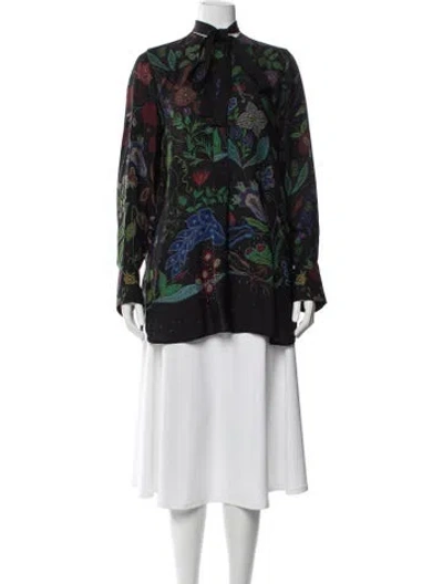 Pre-owned Valentino Silk Floral Print Blouse In Multi