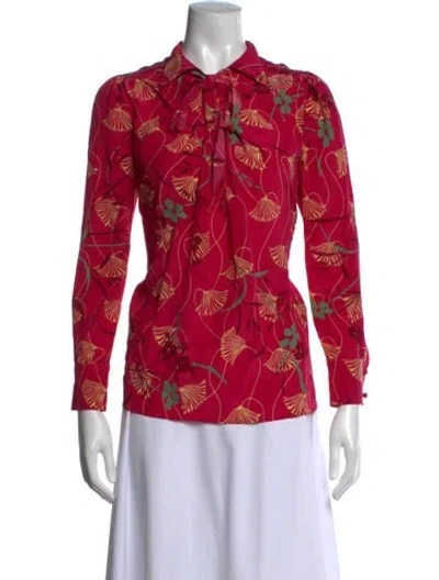 Pre-owned Valentino Silk Floral Print Blouse In Multi