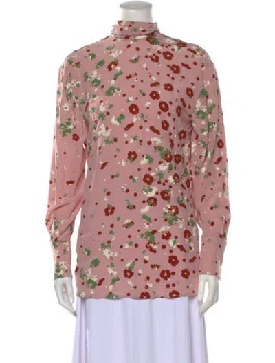 Pre-owned Valentino Silk Floral Print Blouse In Pink
