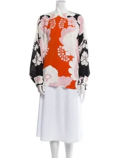Pre-owned Valentino Silk Floral Print Blouse In Pink
