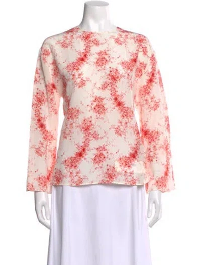 Pre-owned Valentino Silk Floral Print Blouse In Pink