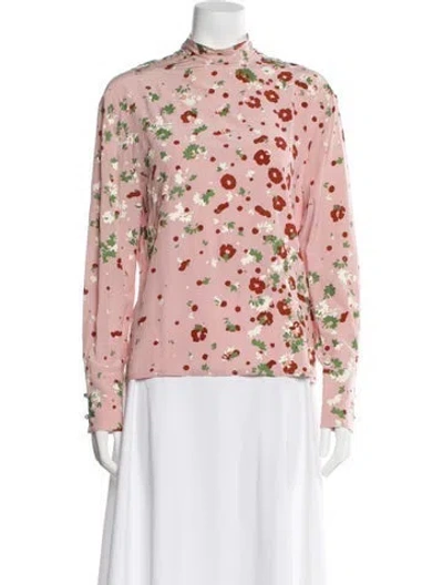 Pre-owned Valentino Silk Floral Print Blouse In Pink