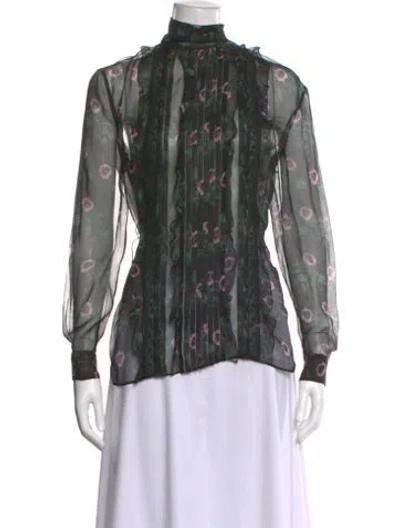 Pre-owned Valentino Silk Floral Print Blouse W/ Tags In Black