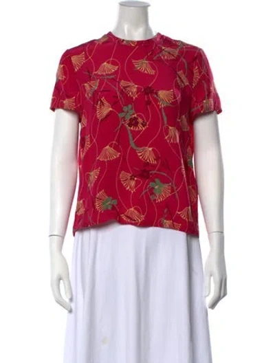 Pre-owned Valentino Silk Floral Print Top In Pink