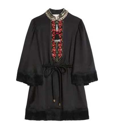 VALENTINO SILK FRINGE-TRIM TOP