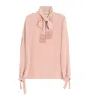 Valentino Silk Fringed Blouse In Blue