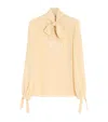 Valentino Light Yellow Crepe De Chine Top In Multi