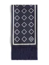 Valentino Silk Bandeau Scarf With Fringe In Blue