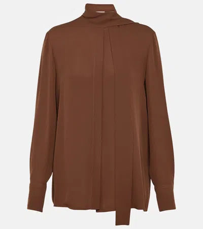 Valentino Silk Georgette Blouse In Brown