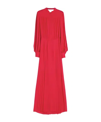 VALENTINO VALENTINO GATHERED LONG-SLEEVED GEORGETTE GOWN