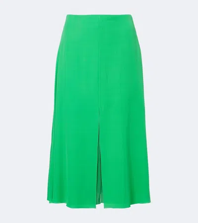 Valentino Silk Georgette Midi Skirt In Green