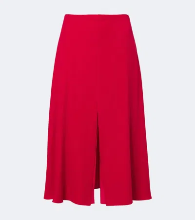 Valentino Silk Georgette Midi Skirt In Red