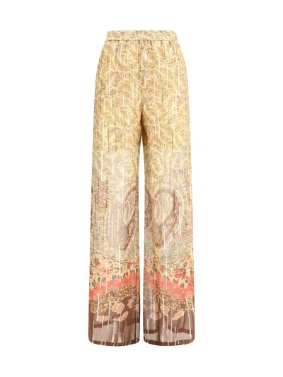 Valentino Silk Georgette Pants Express Fluid In Yellow