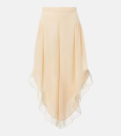 Valentino Silk Georgette Wide-leg Pants In White