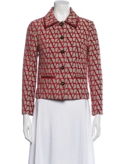 Pre-owned Valentino Silk Graphic Print Blazer In Red