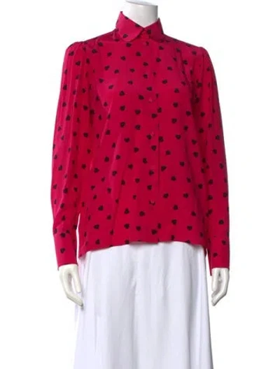 Pre-owned Valentino Silk Graphic Print Blouse In Pink