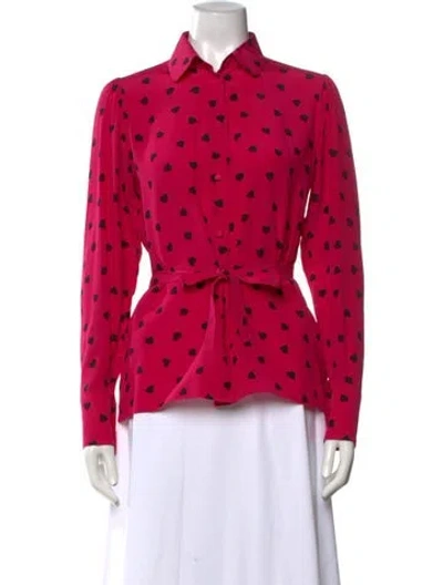 Pre-owned Valentino Silk Graphic Print Blouse In Pink