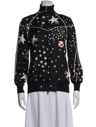 Pre-owned Valentino Silk Graphic Print Jacket W/ Tags In Black