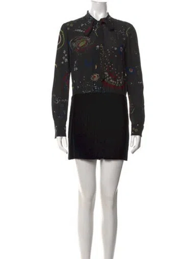 Pre-owned Valentino Silk Graphic Print Jumpsuit In Black