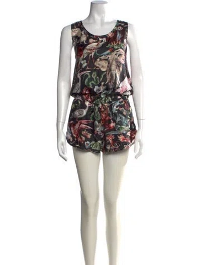 Pre-owned Valentino Silk Graphic Print Romper In Grey