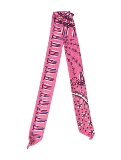 Pre-owned Valentino Silk Graphic Print Scarf In Pink