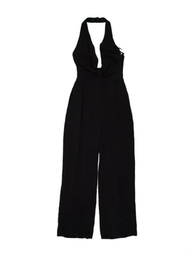 Pre-owned Valentino Silk Halterneck Jumpsuit In Black