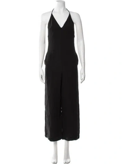 Pre-owned Valentino Silk Halterneck Jumpsuit In Black