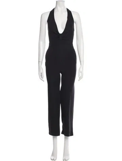 Pre-owned Valentino Silk Halterneck Jumpsuit In Black
