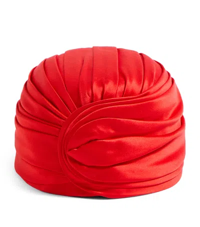 Valentino Garavani Women's Red Silk Turban In Orange