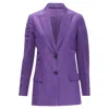Valentino Silk Hidden Waist Drawstring Blazer In Purple