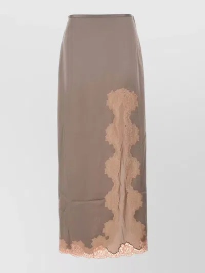 Valentino Silk High-rise Midi Skirt In Brown