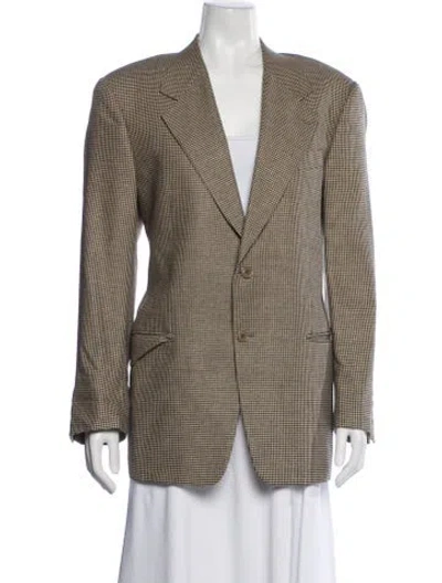 Pre-owned Valentino Silk Houndstooth Print Coat In Neutral