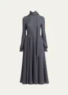 Valentino Silk Iconograph Print Midi Dress With Scarf Neckline In Stone