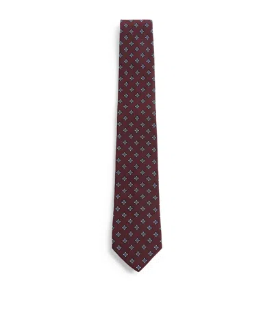 Valentino Garavani Slim Silk Tie Valentie In Brown