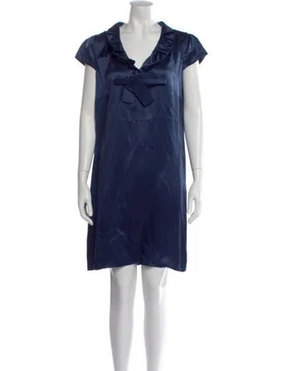 Pre-owned Valentino Silk Knee-length Dress In Blue